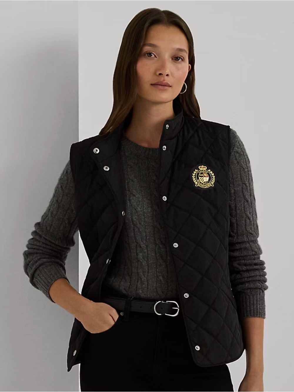 Lauren Ralph Lauren Crest-Patch Quilted Mockneck Vest